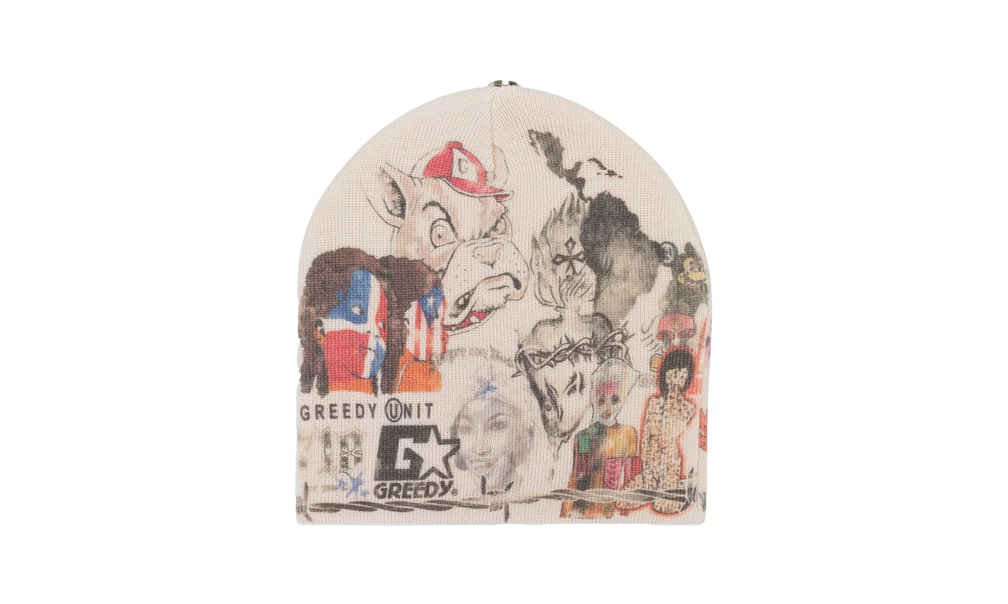ALL OVER PRINT BEANIE "Cream"