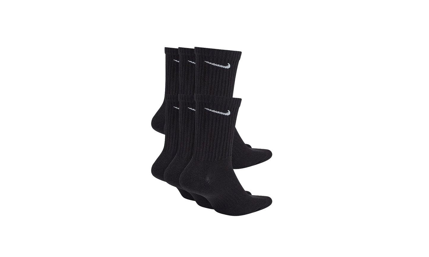 EVERYDAY CUSHIONED ADULT 6 PAIR CREW SOCKS "Black"