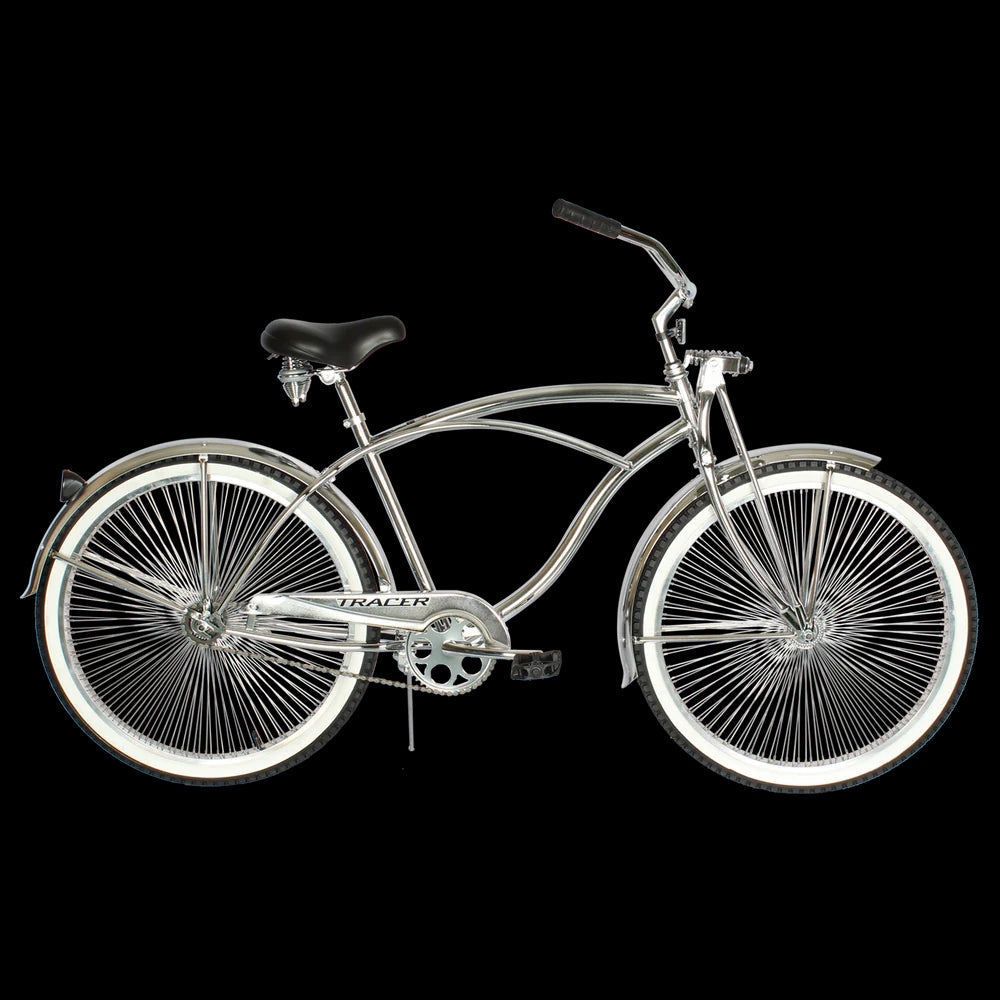 Chrome Tracer Cheetah Vintage Stretch Cruiser Bike with Classic Springer Fork