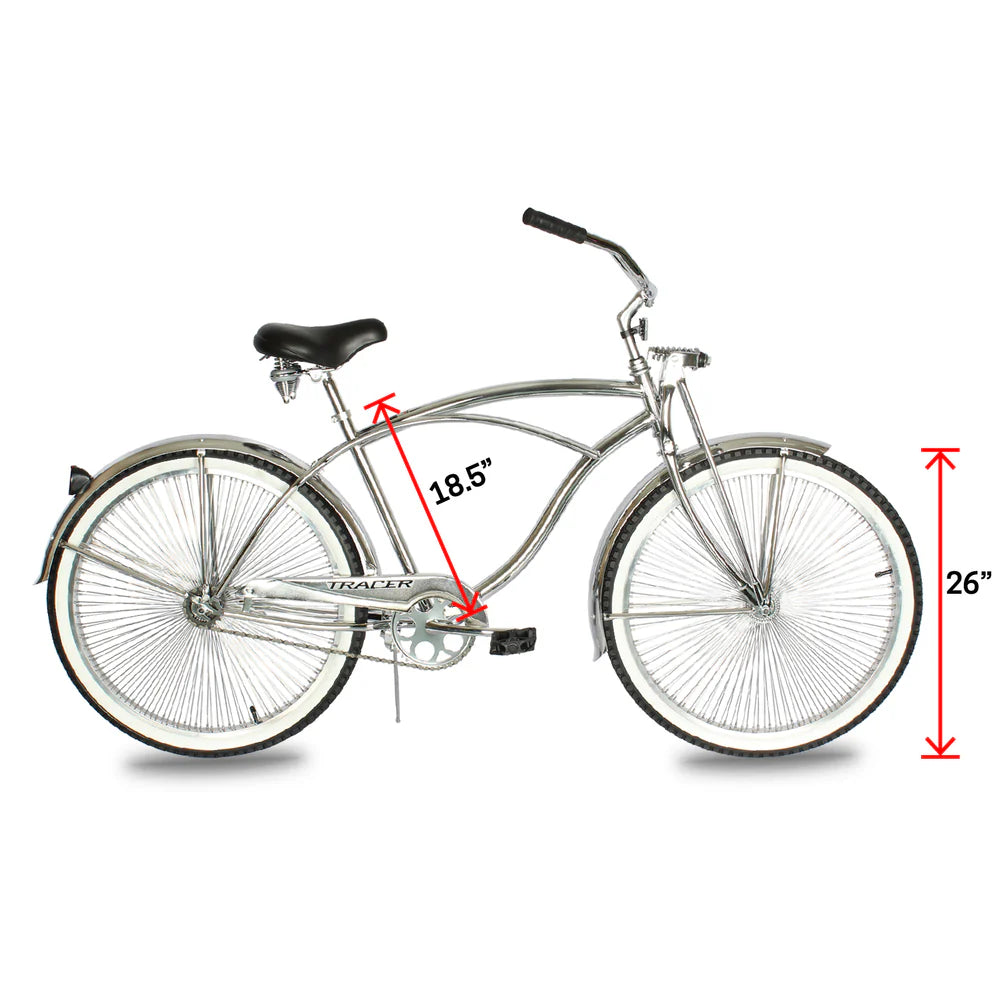 Chrome Tracer Cheetah Vintage Stretch Cruiser Bike with Classic Springer Fork