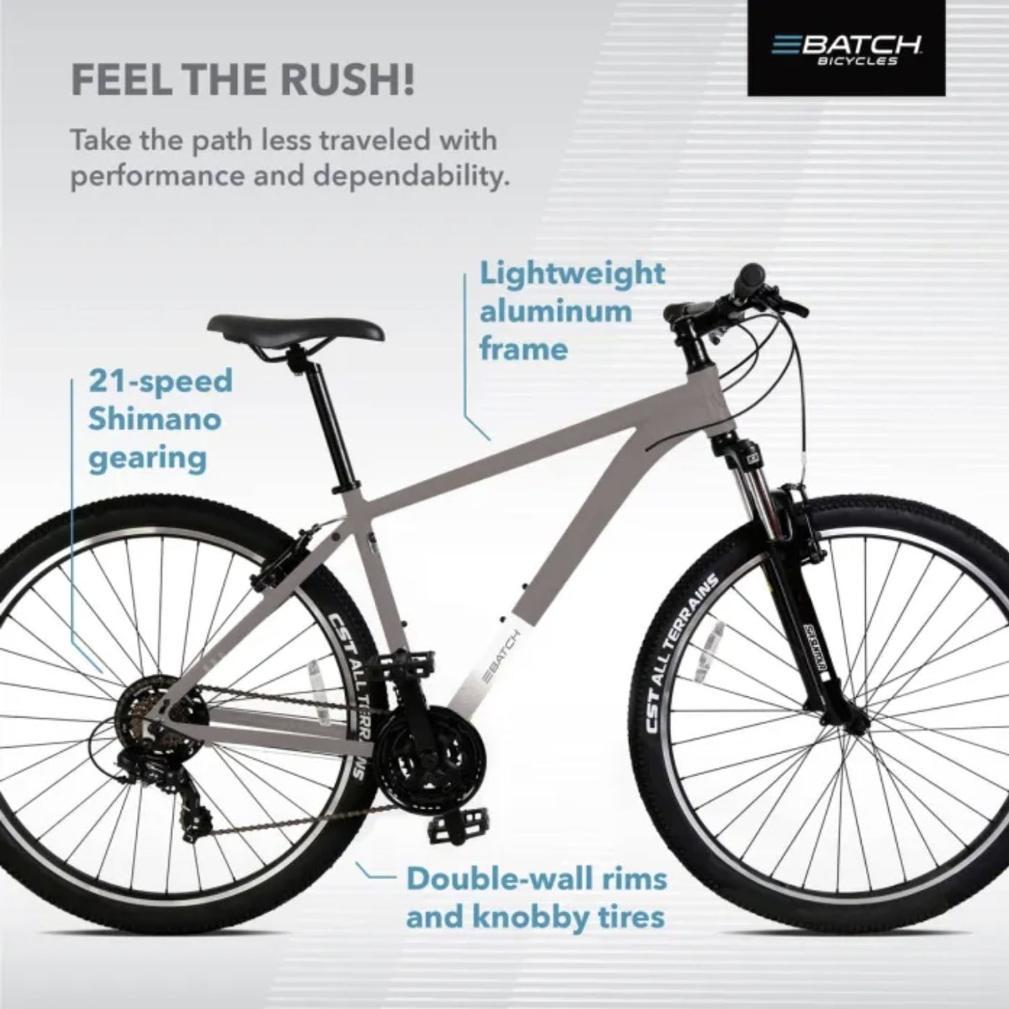 BATCH Mountain Bike, 29" Tires, 3 by 7 Speed, Grey M|L
