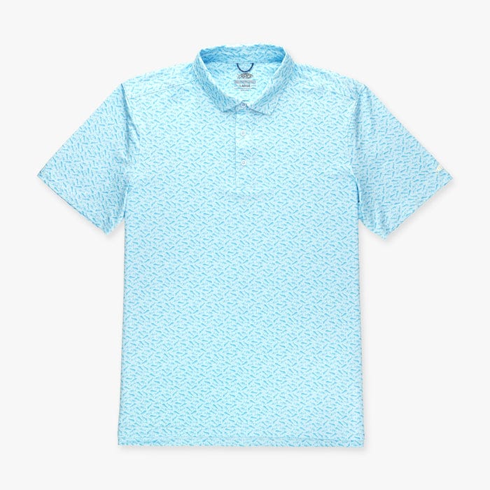 Aftco Men's Cypress Printed Short Sleeve Polo in Splish Splash