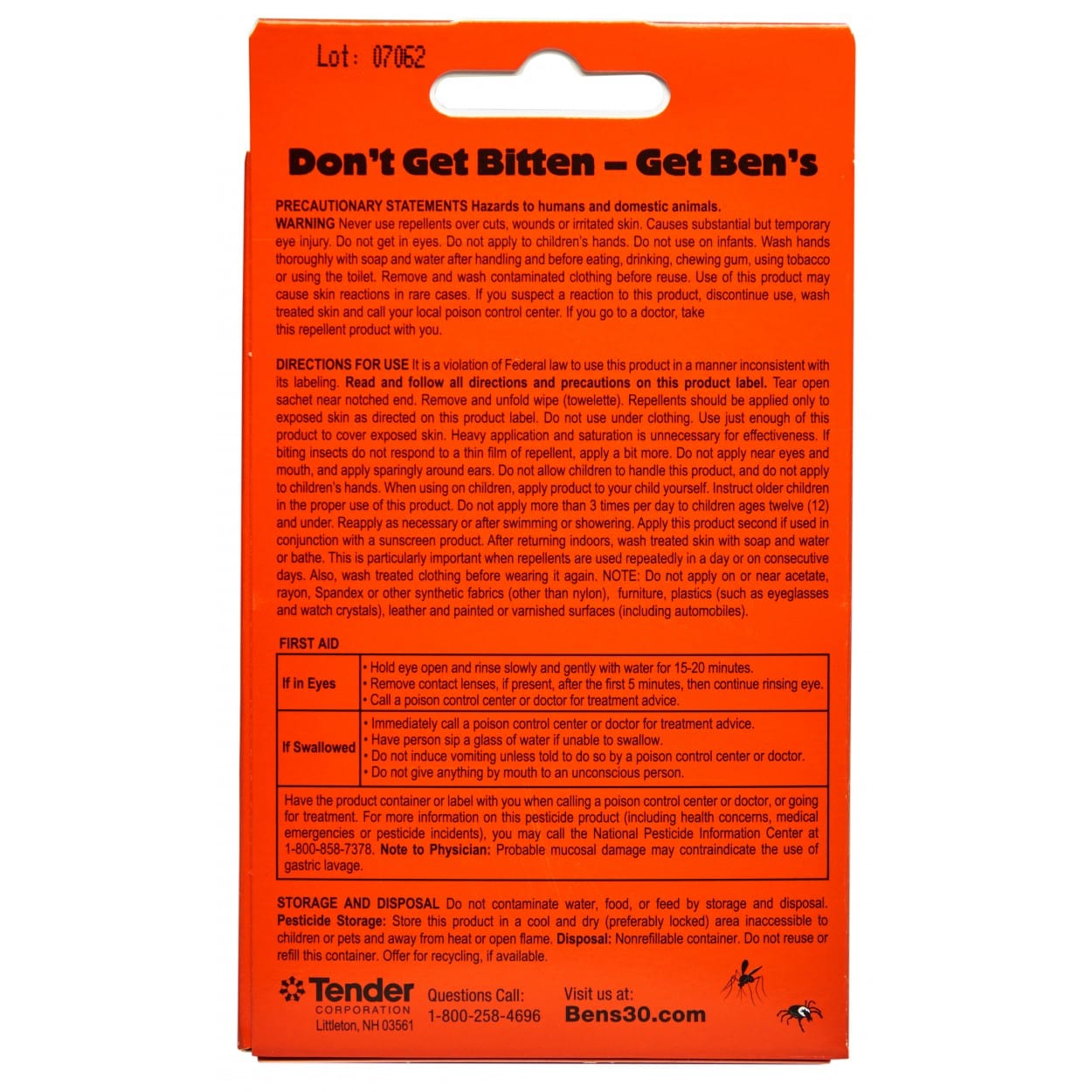 Ben's 30 Tick & Insect Repellent Wipes