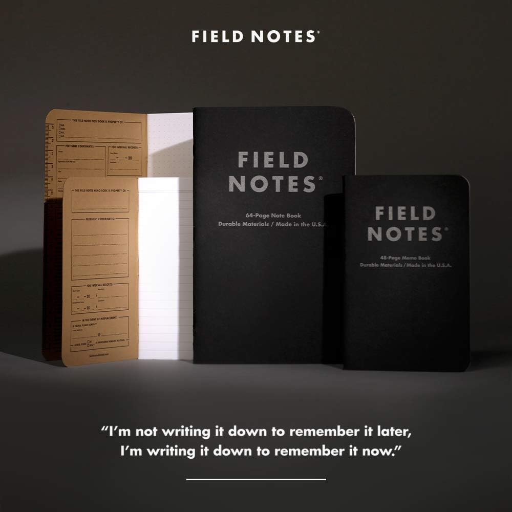 Field Notes Pitch Black Memo Book Ruled 3-Pack