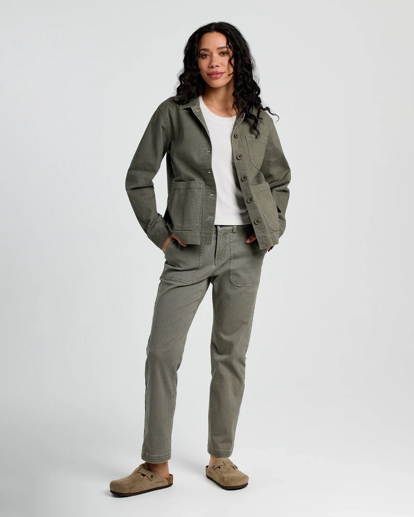 Free Fly Women's Folly Twill Chore Coat in Smokey Olive