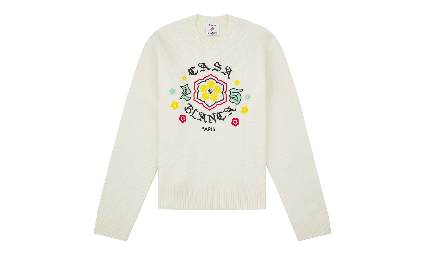 Emblem Merino Knit Sweater "White"