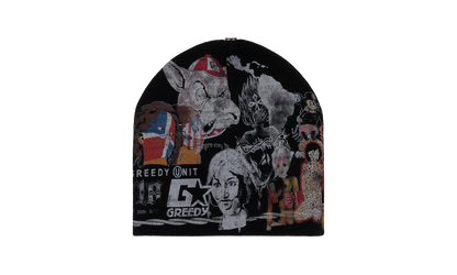 ALL OVER PRINT BEANIE "BLACK"