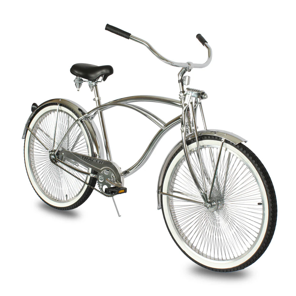 Chrome Tracer Cheetah Vintage Stretch Cruiser Bike with Classic Springer Fork