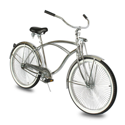 Chrome Tracer Cheetah Vintage Stretch Cruiser Bike with Classic Springer Fork