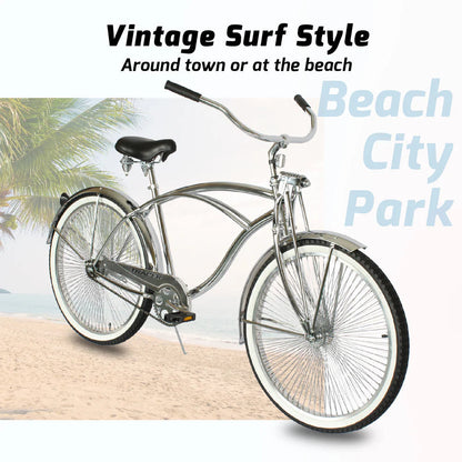 Chrome Tracer Cheetah Vintage Stretch Cruiser Bike with Classic Springer Fork