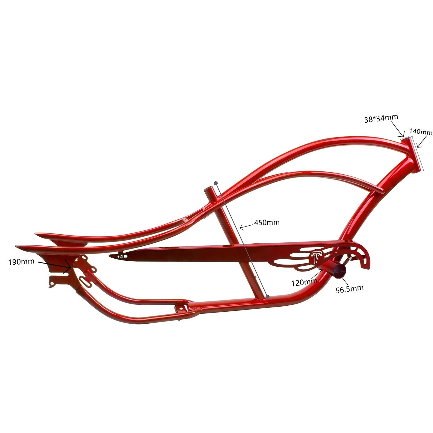 FM-BRONCO Bronco Chopper Stretch Cruiser Bike Frame, 26" Coaster Brake/7 Speed