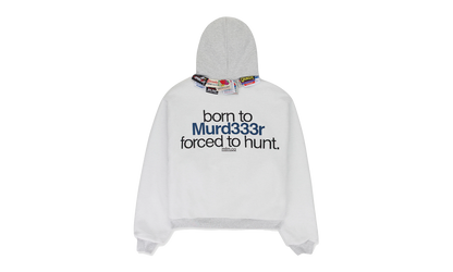 DOUBLE LAYERED HOODIE "MURD333R.FM - Grey"