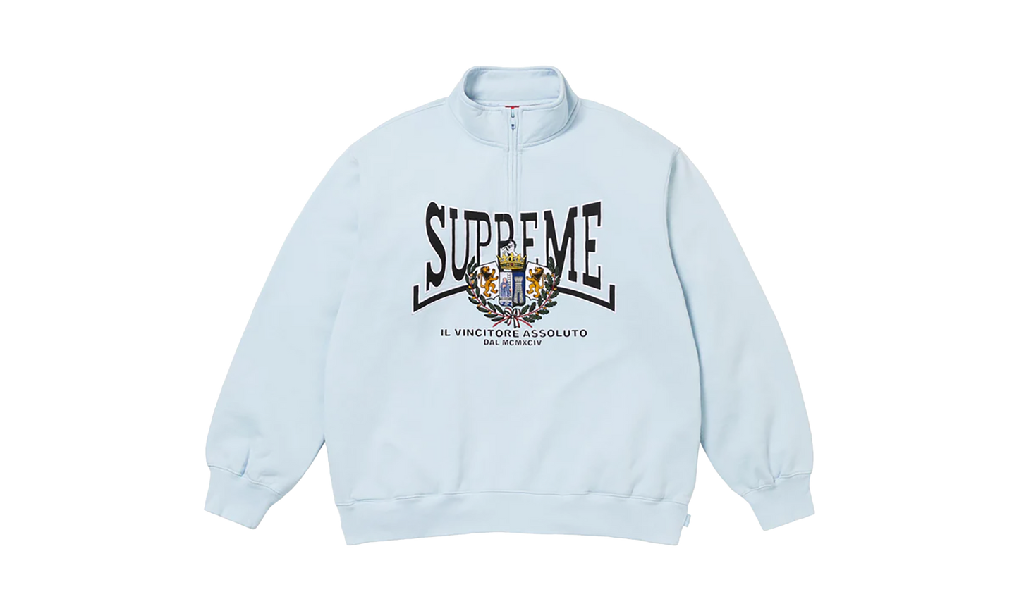 Crest Appliqué Half Zip Pullover "FW 25 - Light Blue"