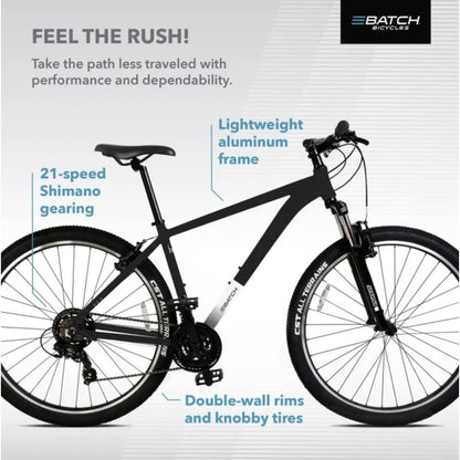 BATCH Mountain Bike, 3 by 7 Speed, Matte Black | Large 29"