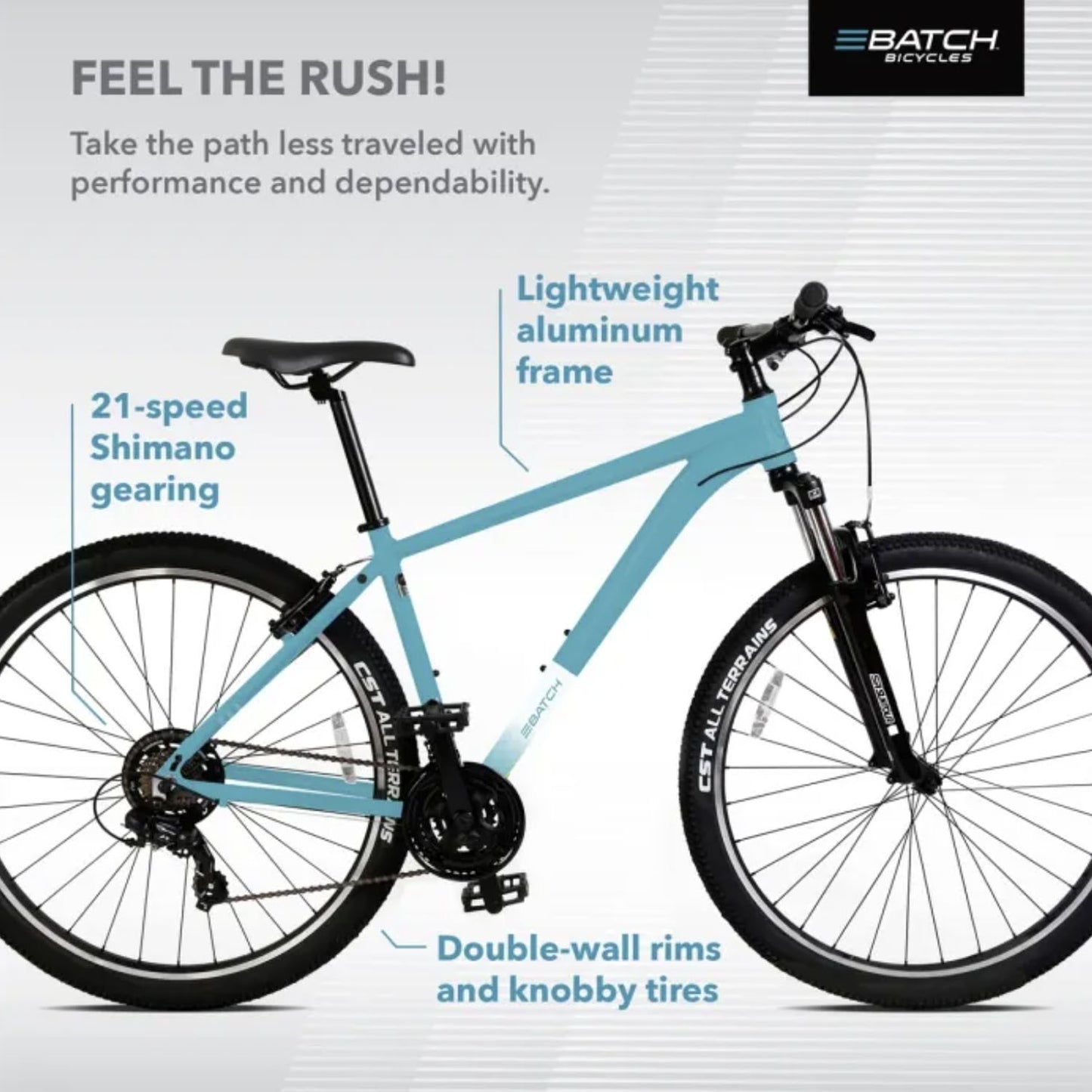 BATCH Mountain Bike, 3 by 7 Speed, Blue | Large 29"