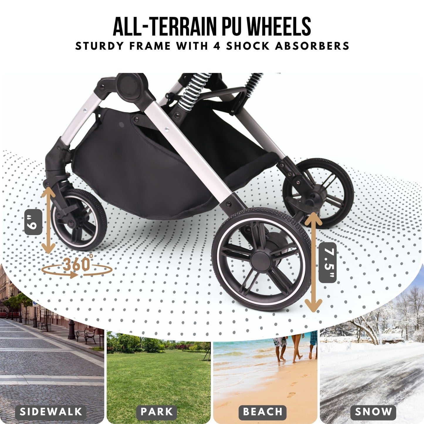 Foldable Pet Stroller for Small Dogs Cats Up to 45lbs |  BB-C330H