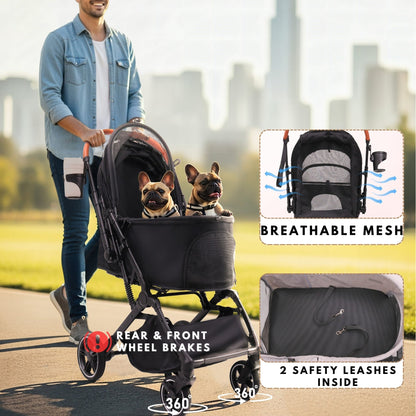 Foldable Pet Stroller for Small Dogs Cats Up to 45lbs |  BB-C330H