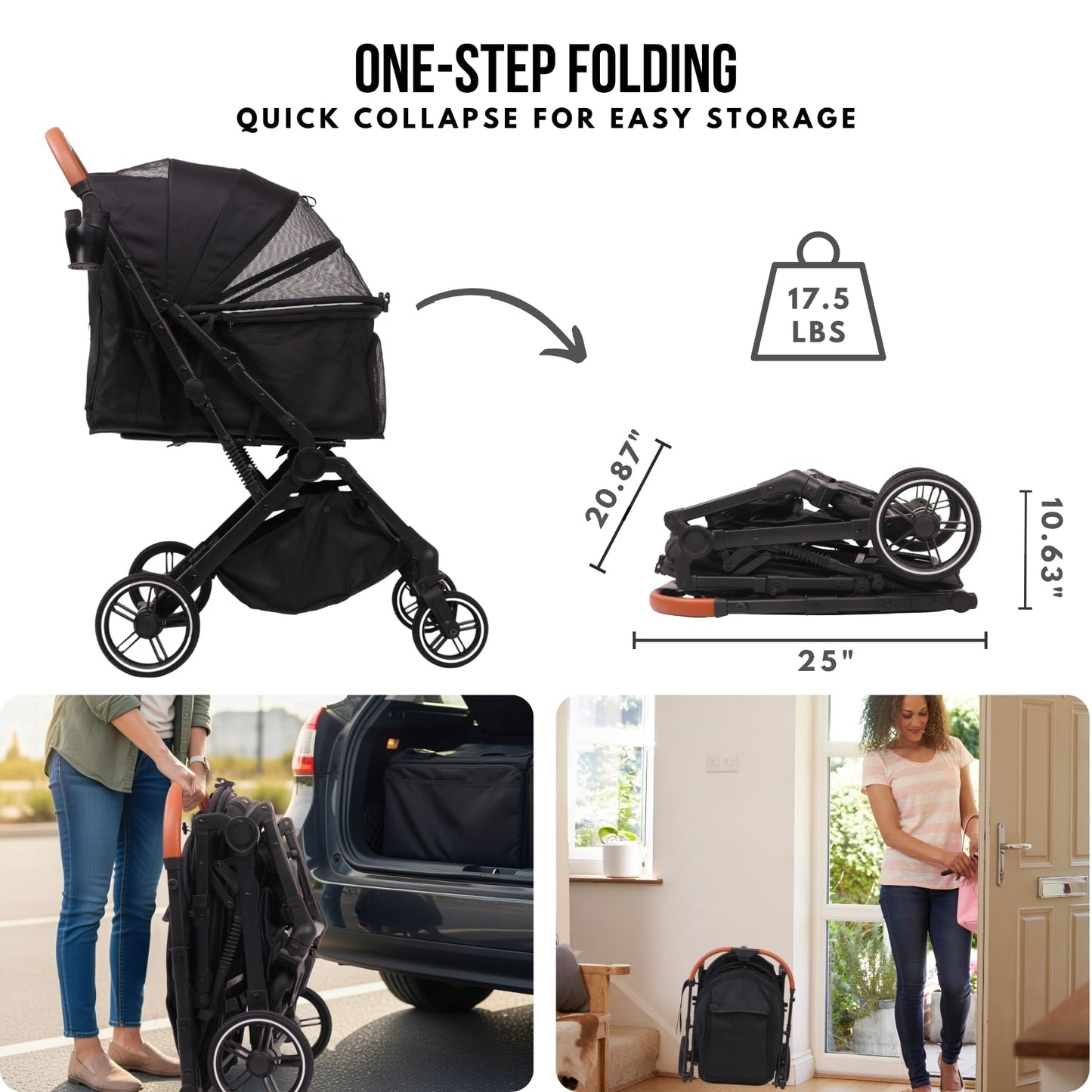 Foldable Pet Stroller for Small Dogs Cats Up to 45lbs |  BB-C330H