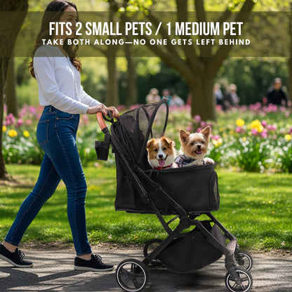 Foldable Pet Stroller for Small Dogs Cats Up to 45lbs |  BB-C330H