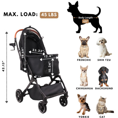 Foldable Pet Stroller for Small Dogs Cats Up to 45lbs |  BB-C330H