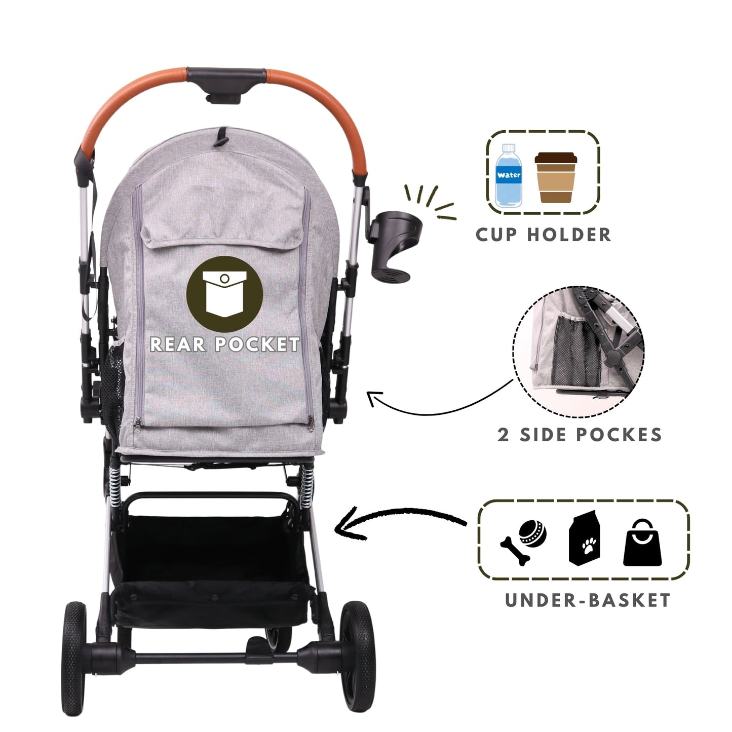 Foldable Pet Stroller for Small Dogs Cats Up to 45lbs |  BB-C330H