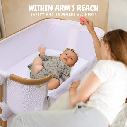 Bicystar Baby Bassinet Bedside Sleeper 2 in 1, All Mesh for Newborn to 6 Months Infant