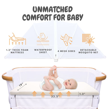 Bicystar Baby Bassinet Bedside Sleeper 2 in 1, All Mesh for Newborn to 6 Months Infant