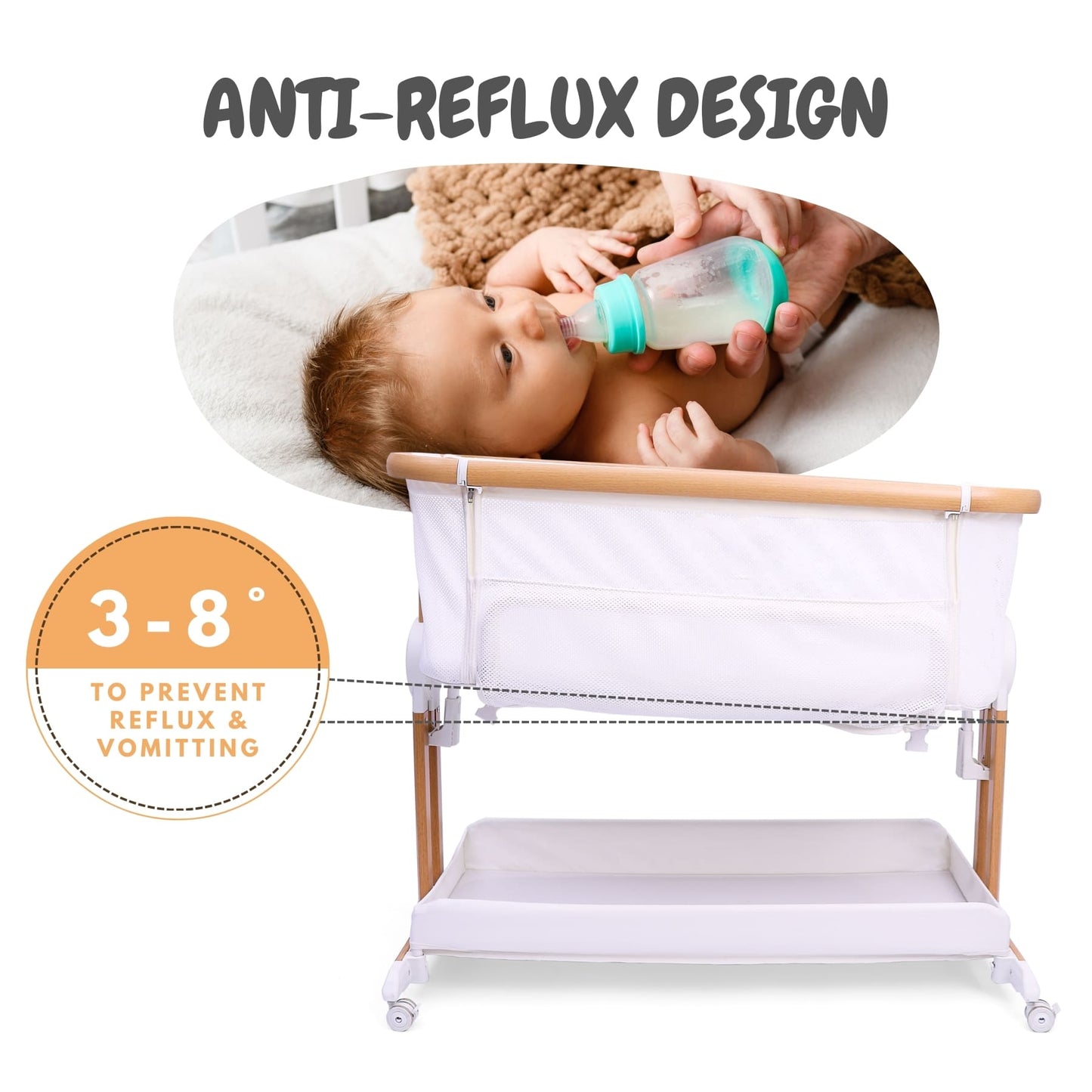 Bicystar Baby Bassinet Bedside Sleeper 2 in 1, All Mesh for Newborn to 6 Months Infant