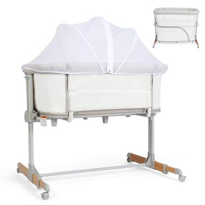 Bicystar 3 in 1 Bassinet Bedside Sleeper Playen All Mesh, Adjustable Height with Wheels