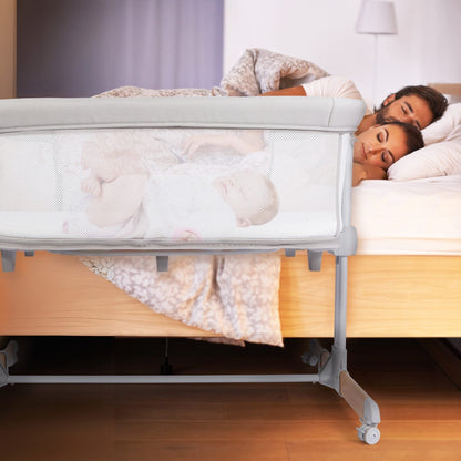Bicystar 3 in 1 Bassinet Bedside Sleeper Playen All Mesh, Adjustable Height with Wheels