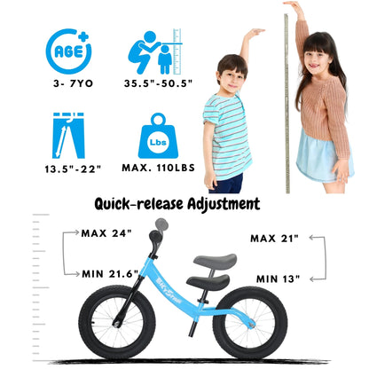 14 Inch Balance Bike for Kids 3-6 Years, Air Rubber Tires | KB-BL04