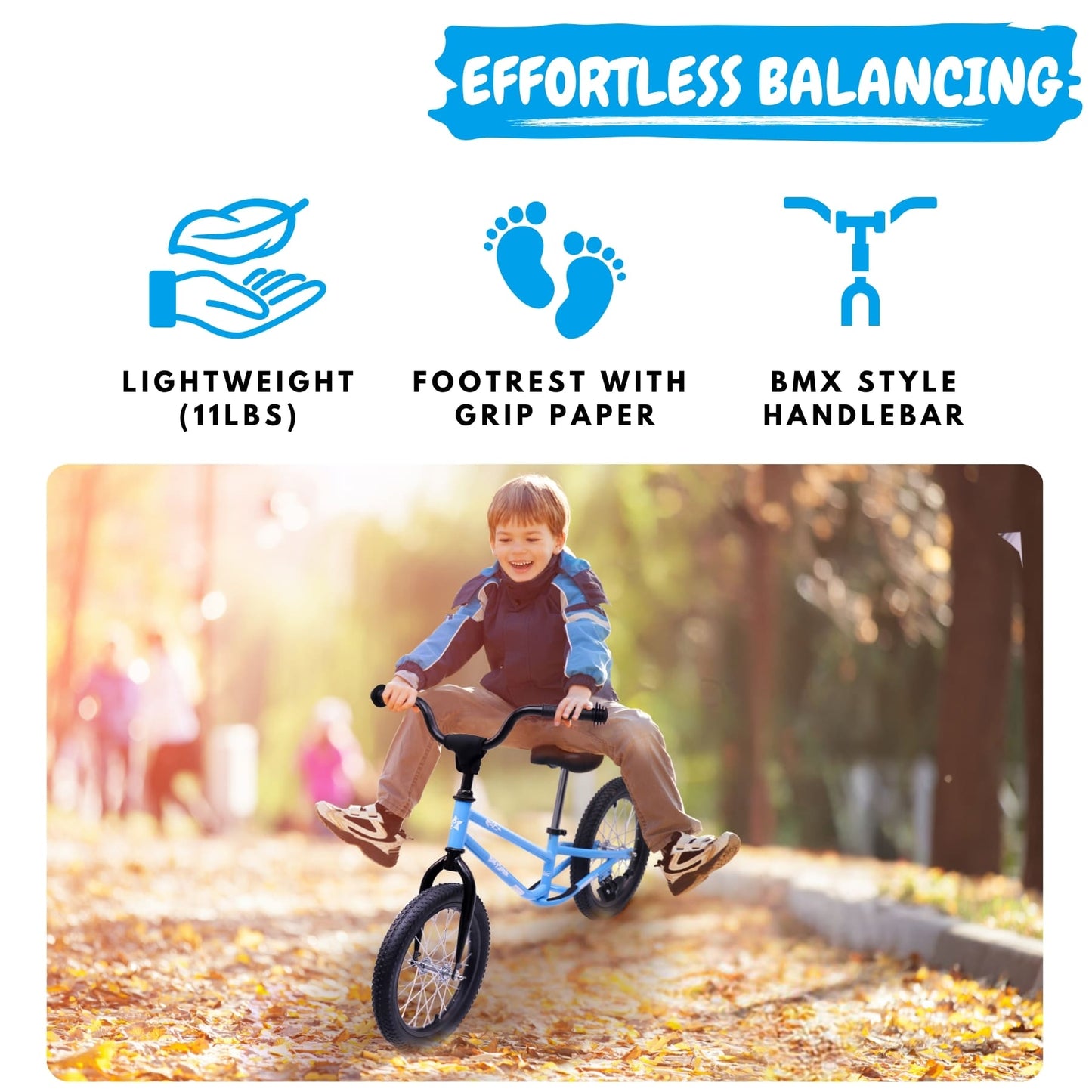 16 Inch Kids Balance Bike for 5-8 Year Old Big Kids, Air Tires | KB-BMX01