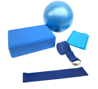 5pcs Yoga Equipment Set Include Yoga Ball Yoga Blocks Stretching Strap Resistance Loop Band Exercise Band (Various Colors)
