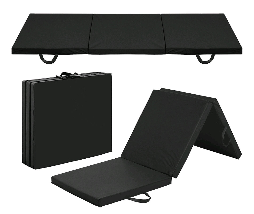 2-inch Thick Tri-Fold Folding Exercise Mat with Carrying Handles (Various Colors)