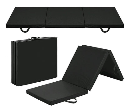 2-inch Thick Tri-Fold Folding Exercise Mat with Carrying Handles (Various Colors)