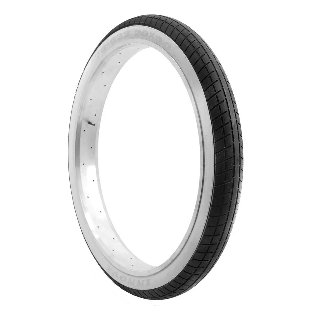 29" Innova Fat Tire Wheel with White Wall and Black Design, 3.0" Width