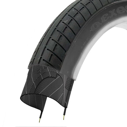 26" Innova Fat Tire with White Wall and Black Design, 3.0" Width