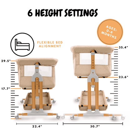 Bassinet Bedside Sleeper for Baby 0-6 Months with Wheels, Mattress, Drop Down Side