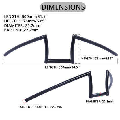 Chico HB-TB-W800-175 W-type Steel Handlebar 800*175*22.2mm*1.6T
