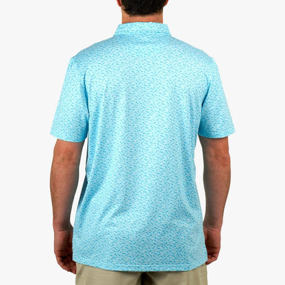 Aftco Men's Cypress Printed Short Sleeve Polo in Splish Splash