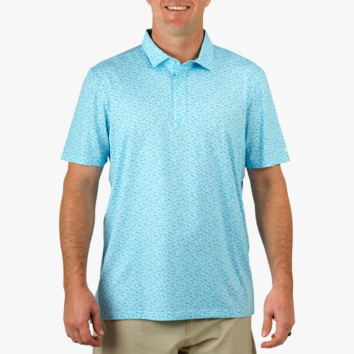 Aftco Men's Cypress Printed Short Sleeve Polo in Splish Splash