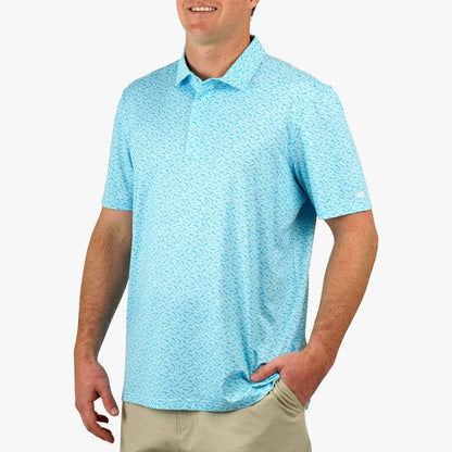 Aftco Men's Cypress Printed Short Sleeve Polo in Splish Splash