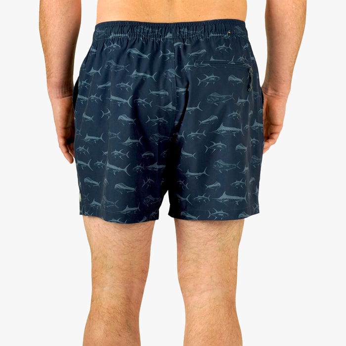 Aftco Men's Strike Swim Short Print in Deep Navy