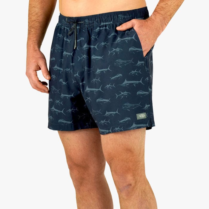 Aftco Men's Strike Swim Short Print in Deep Navy
