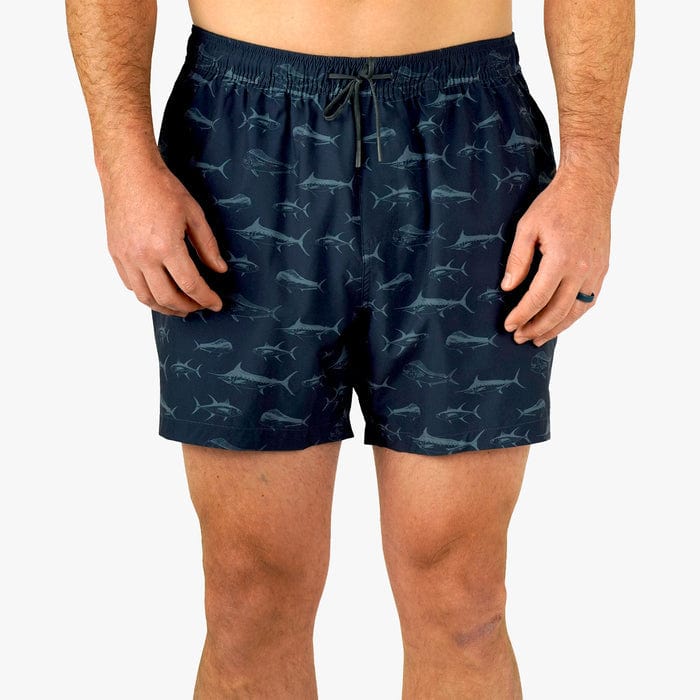 Aftco Men's Strike Swim Short Print in Deep Navy