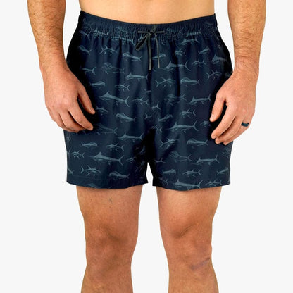 Aftco Men's Strike Swim Short Print in Deep Navy