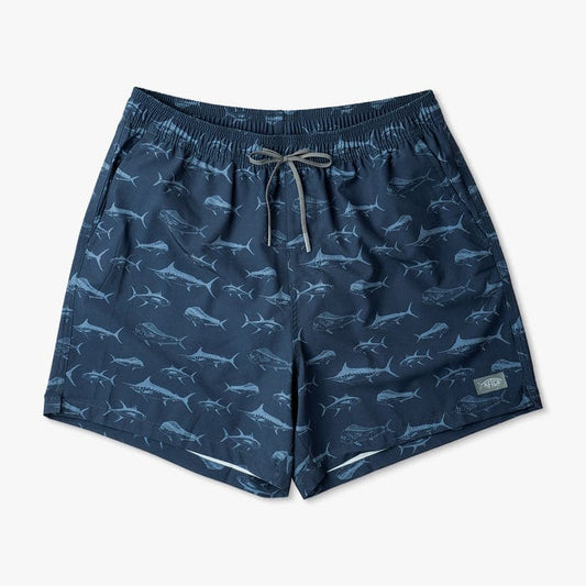 Aftco Men's Strike Swim Short Print in Deep Navy