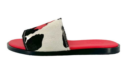 Cross Patch Cowhide Slides "Red"