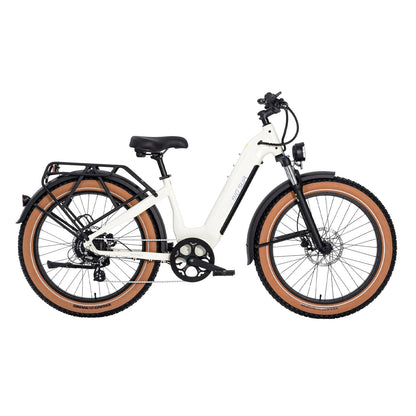 AIMA Big Sur 26" Fat Tire E-Bike, Ivory White, Medium