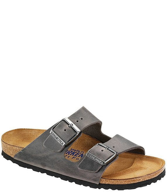 Birkenstock Men's Arizona Soft Footbed Oiled Leather in Iron